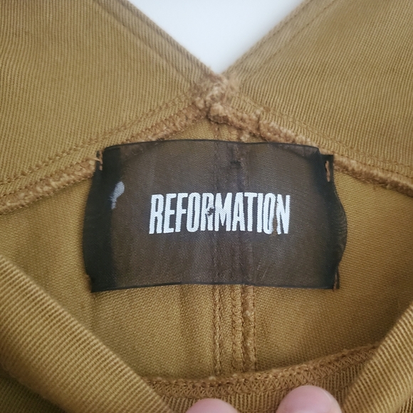 Reformation Fella Cotton Canvas Overalls Green Brown Size Small - Picture 7 of 10